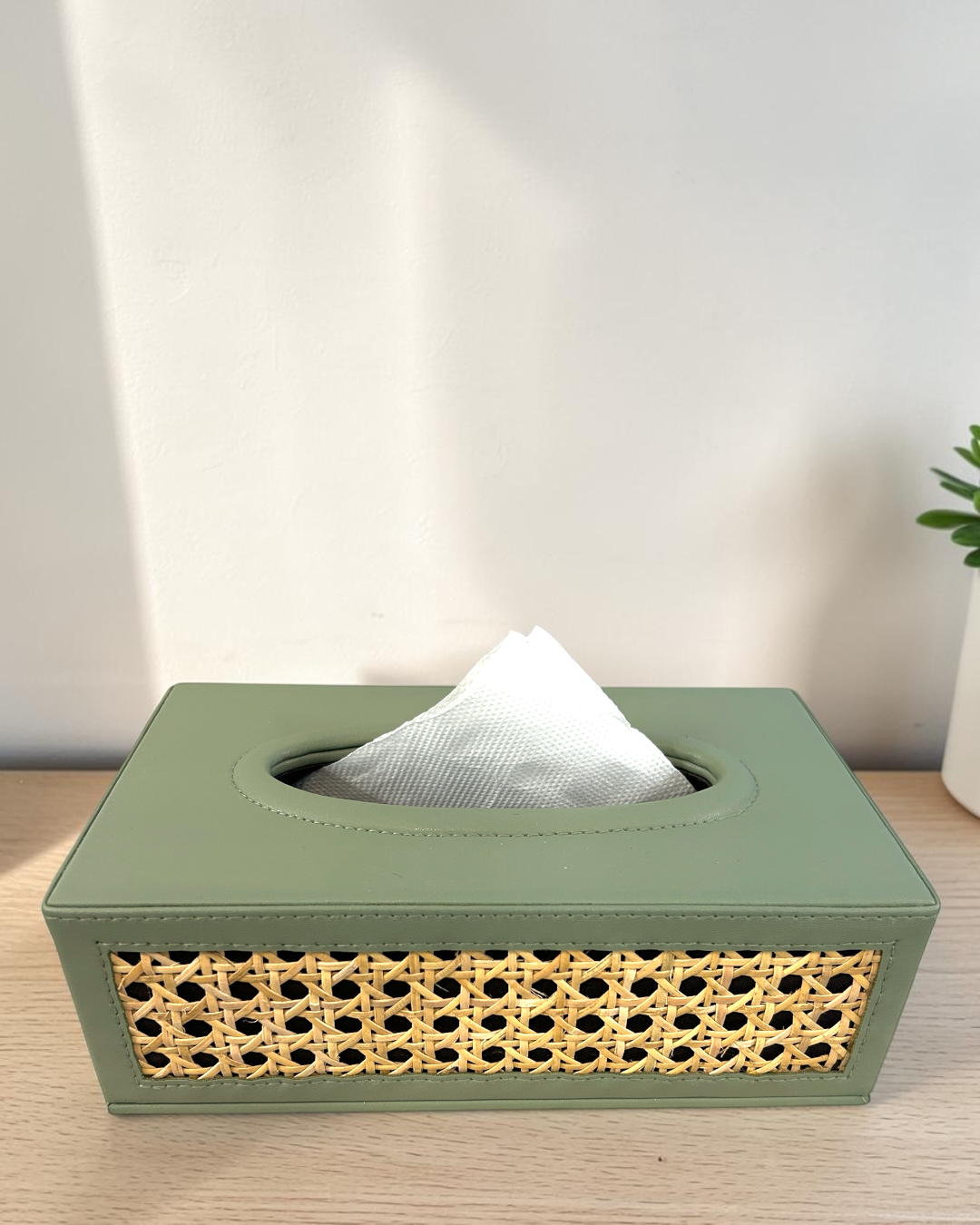 Luxury Rattan Cane Tissue Box – Premium Vegan Leather & Suede Finish | Elegant Tissue Organizer for Home & Office