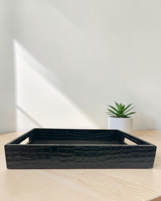 Luxury Leatherette Serving Tray for Tea, Coffee & Snacks