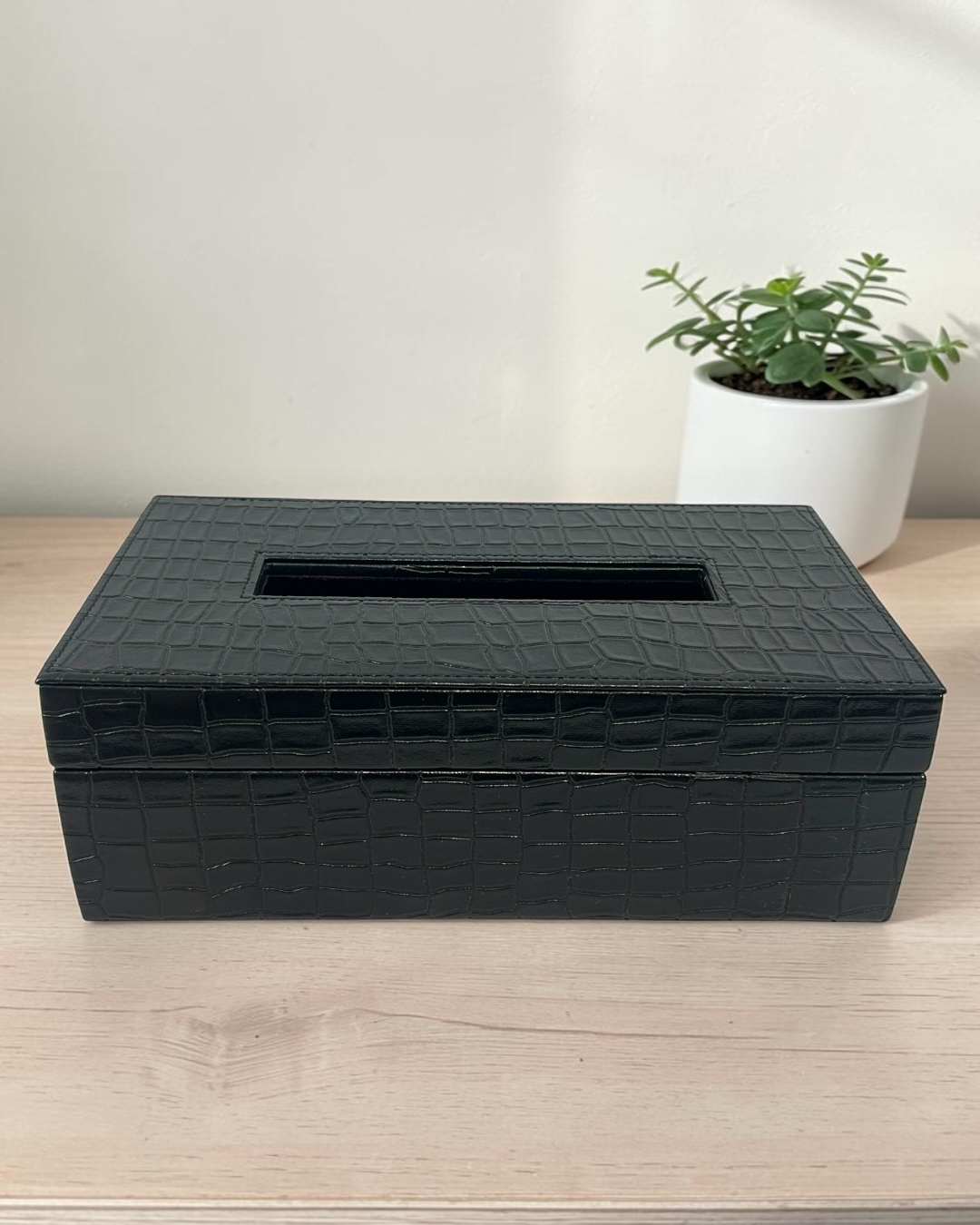 Luxury Croco Leatherite Set of 4 | Premium Tray, Tissue Box, Organiser & Dustbin for Home & Office | Premium Croco Leatherite Home & Office Décor Set