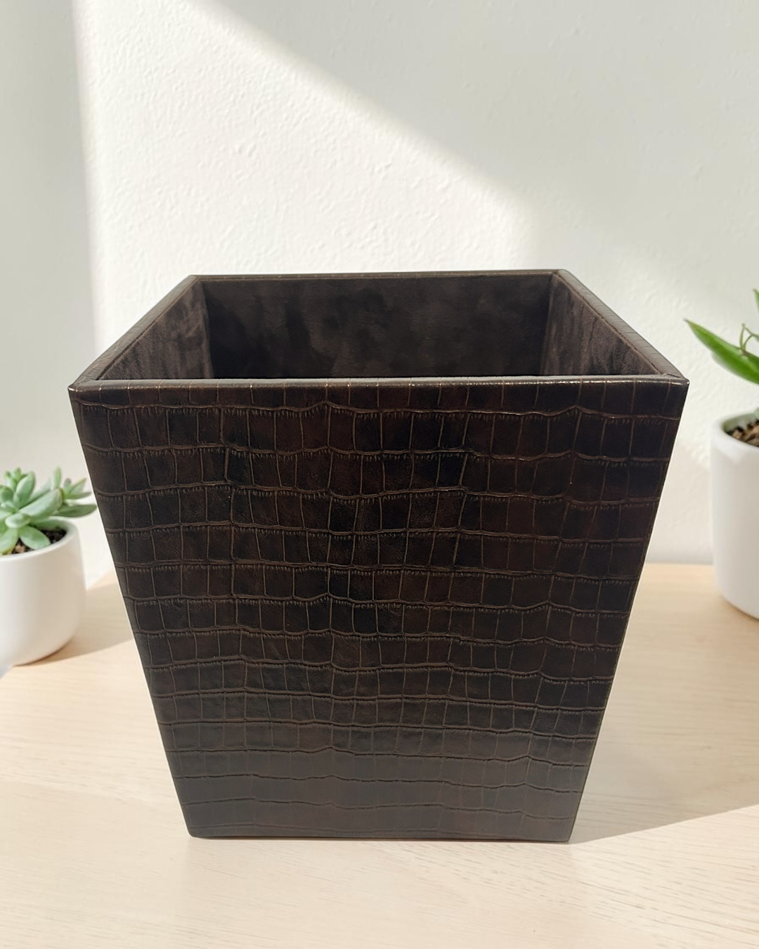 Luxury Croco Leatherite Set of 3 | Premium Tray, Organiser & Dustbin for Home & Office | Luxury Croco Leatherite Set of 3 for Home & Office Décor