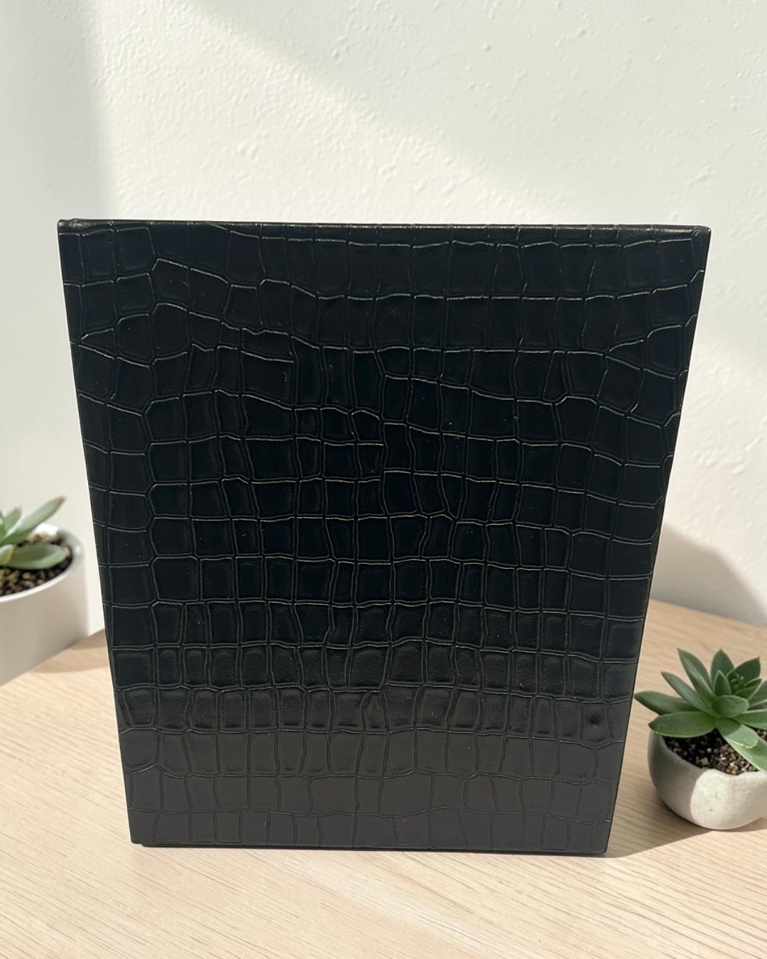 Luxury Croco Leatherite Set of 4 | Premium Tray, Tissue Box, Organiser & Dustbin for Home & Office | Premium Croco Leatherite Home & Office Décor Set
