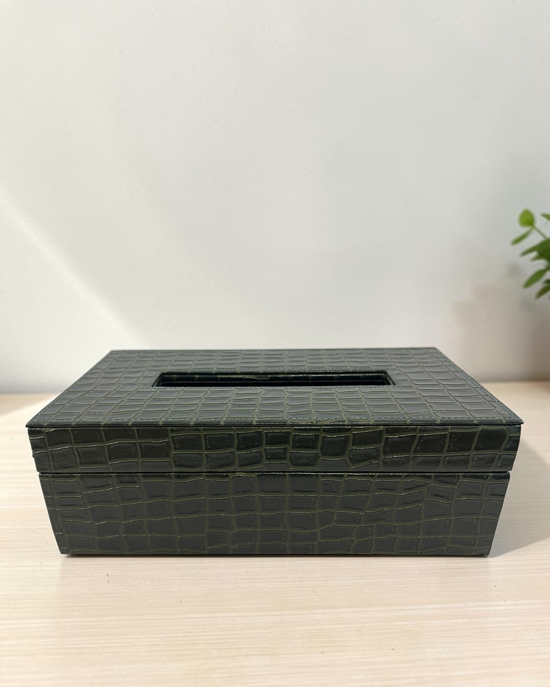 Luxury Croco Leatherite 4-Piece Desk & Living Room Set | Tray, Tissue Box, Organiser & Dustbin | Luxury Faux Leather Croco Organizer Set for Home & Office
