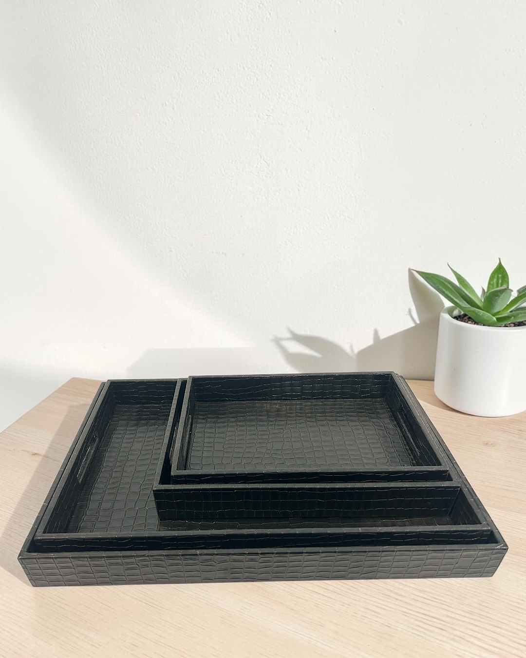 Luxury Leatherette Serving Tray for Tea, Coffee & Snacks
