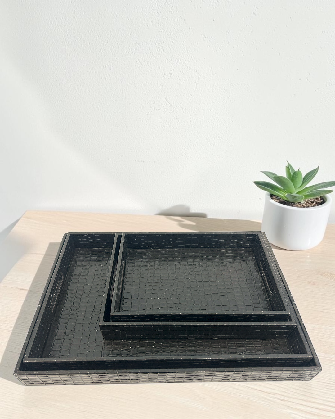 Luxury Leatherette Serving Tray for Tea, Coffee & Snacks