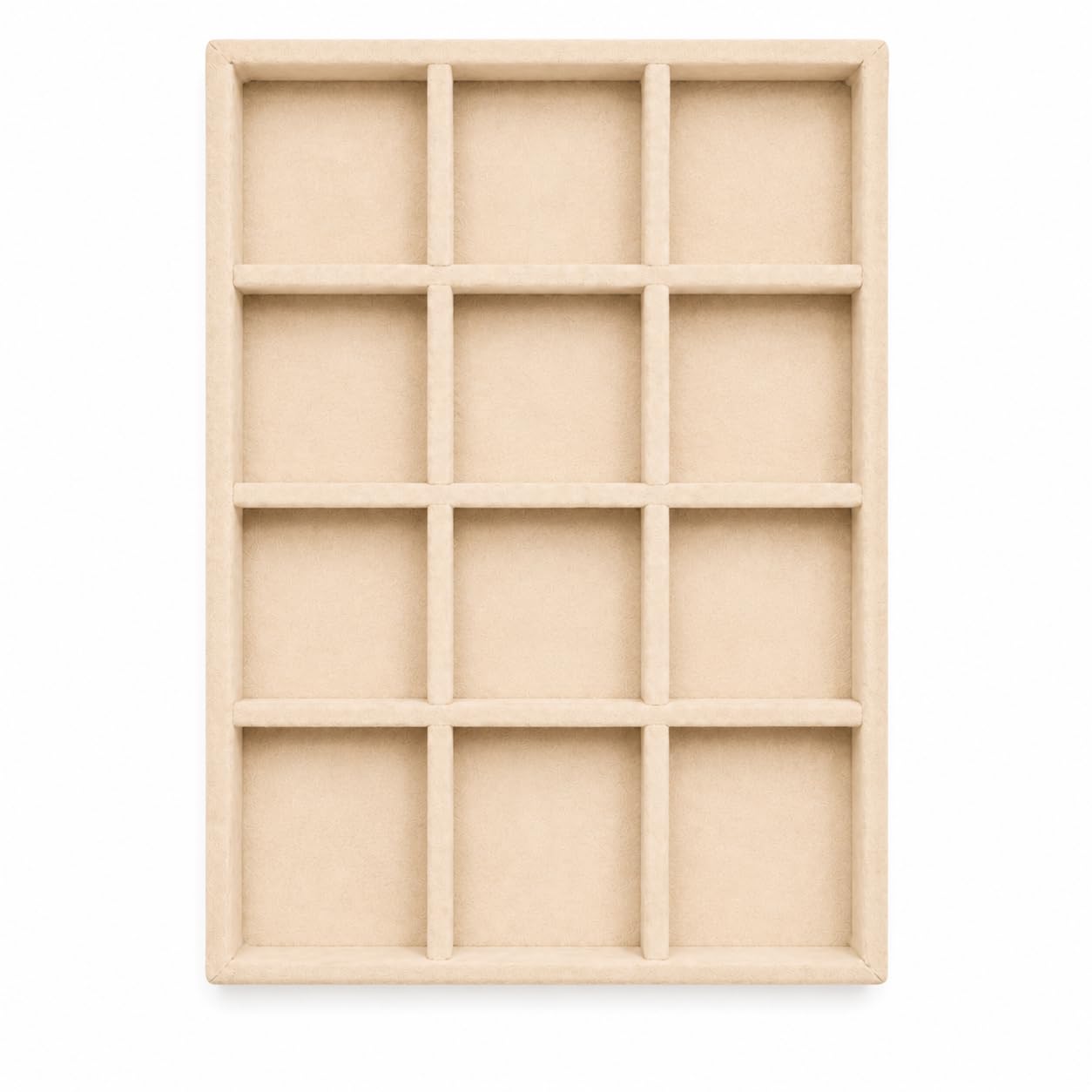 La Trove 12 Slot Velvet Jewelry Tray for Earrings, Jhumkas & Chains, Cream | Soft lined sections hold earrings, bracelets & small accessories; keeps items sorted in drawer, wardrobe & dressing table