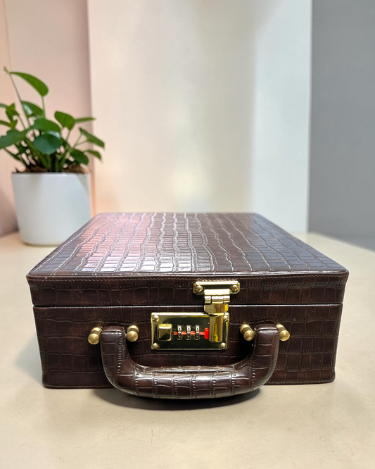 Premium Croco Leather Bangle Box with 4 Rolls | Premium Bangles & Bracelet Storage Box | Bangle Box | Beige Velvet lining