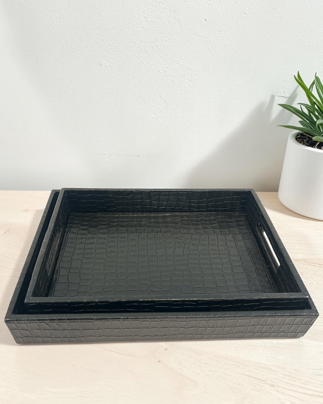 Luxury Leatherette Serving Tray for Tea, Coffee & Snacks