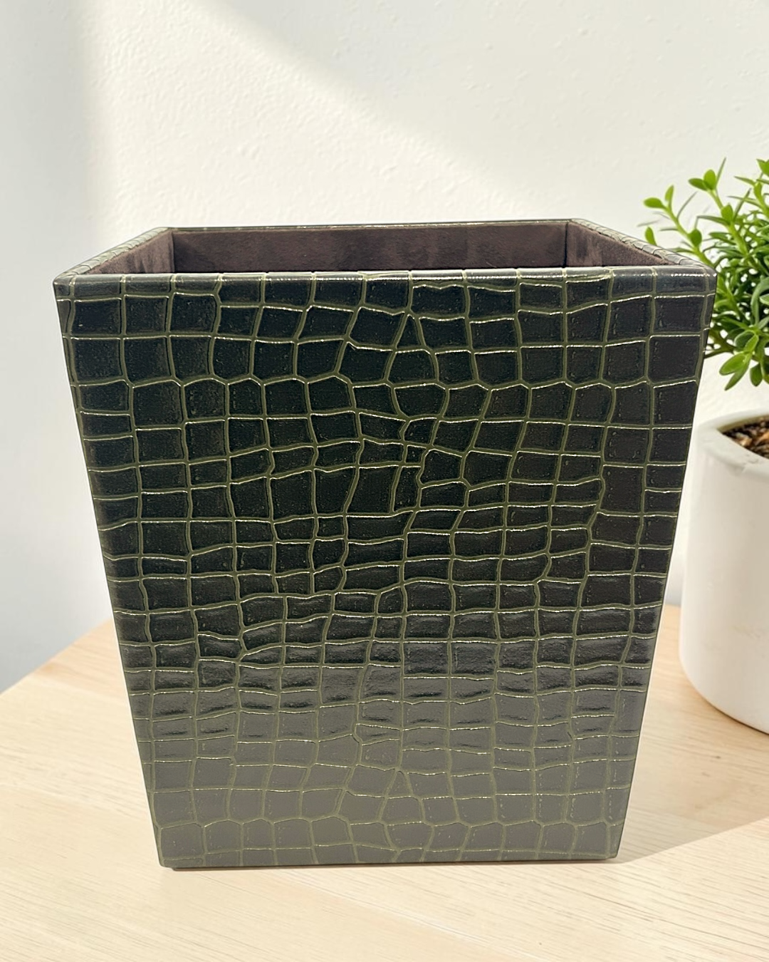 Premium Croco Faux Leather Dustbin with Suede Interior | Premium Croco Faux Leather Dustbin for Office & Home Décor
