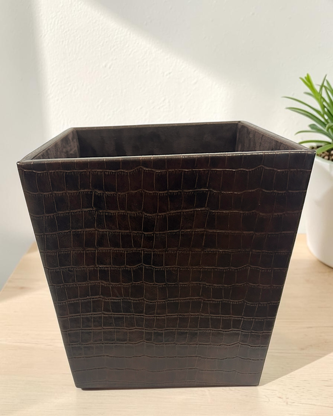 Premium Croco Faux Leather Dustbin with Suede Interior | Premium Croco Faux Leather Dustbin for Office & Home Décor