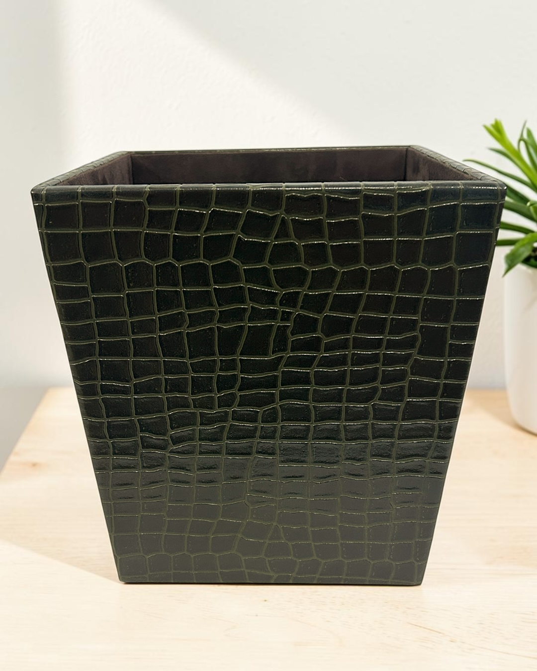 Premium Croco Faux Leather Dustbin with Suede Interior | Premium Croco Faux Leather Dustbin for Office & Home Décor