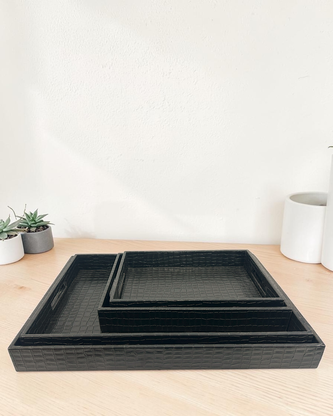 Luxury Leatherette Serving Tray for Tea, Coffee & Snacks