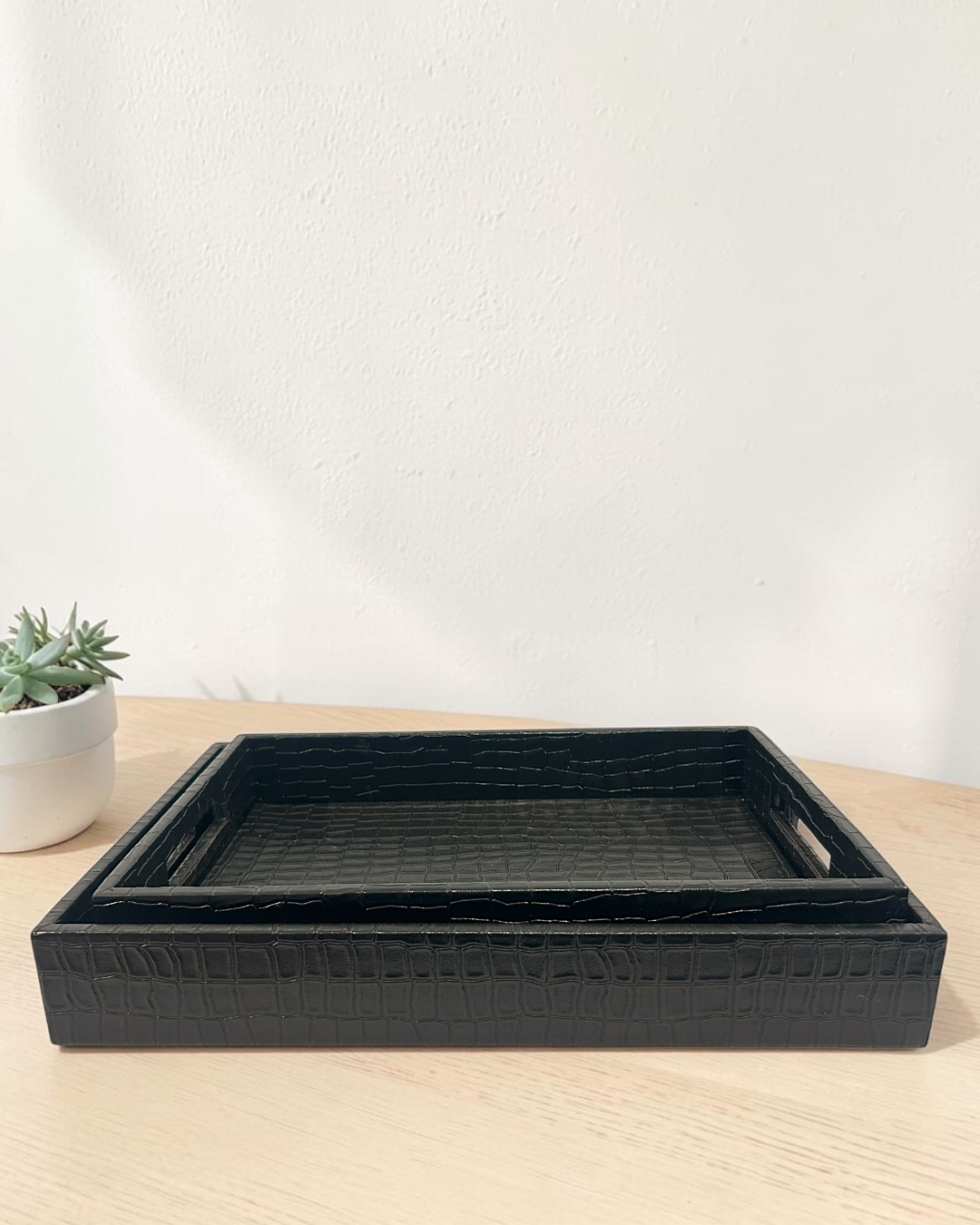 Luxury Leatherette Serving Tray for Tea, Coffee & Snacks