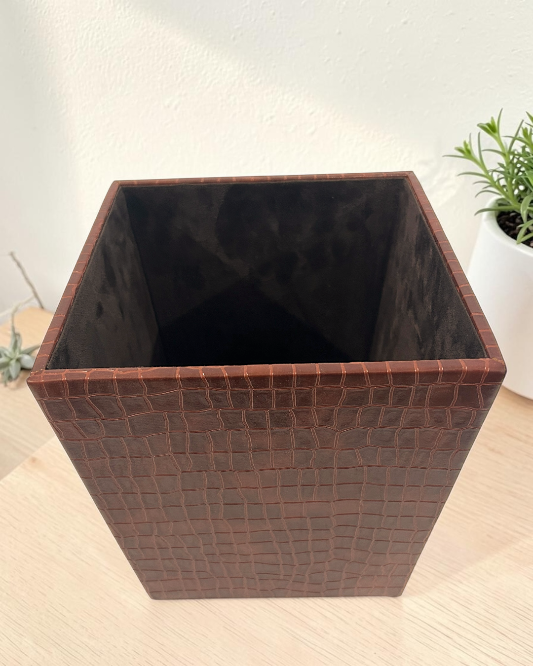 Premium Croco Faux Leather Dustbin with Suede Interior | Premium Croco Faux Leather Dustbin for Office & Home Décor