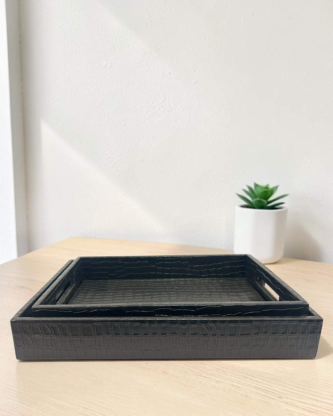 Luxury Leatherette Serving Tray for Tea, Coffee & Snacks