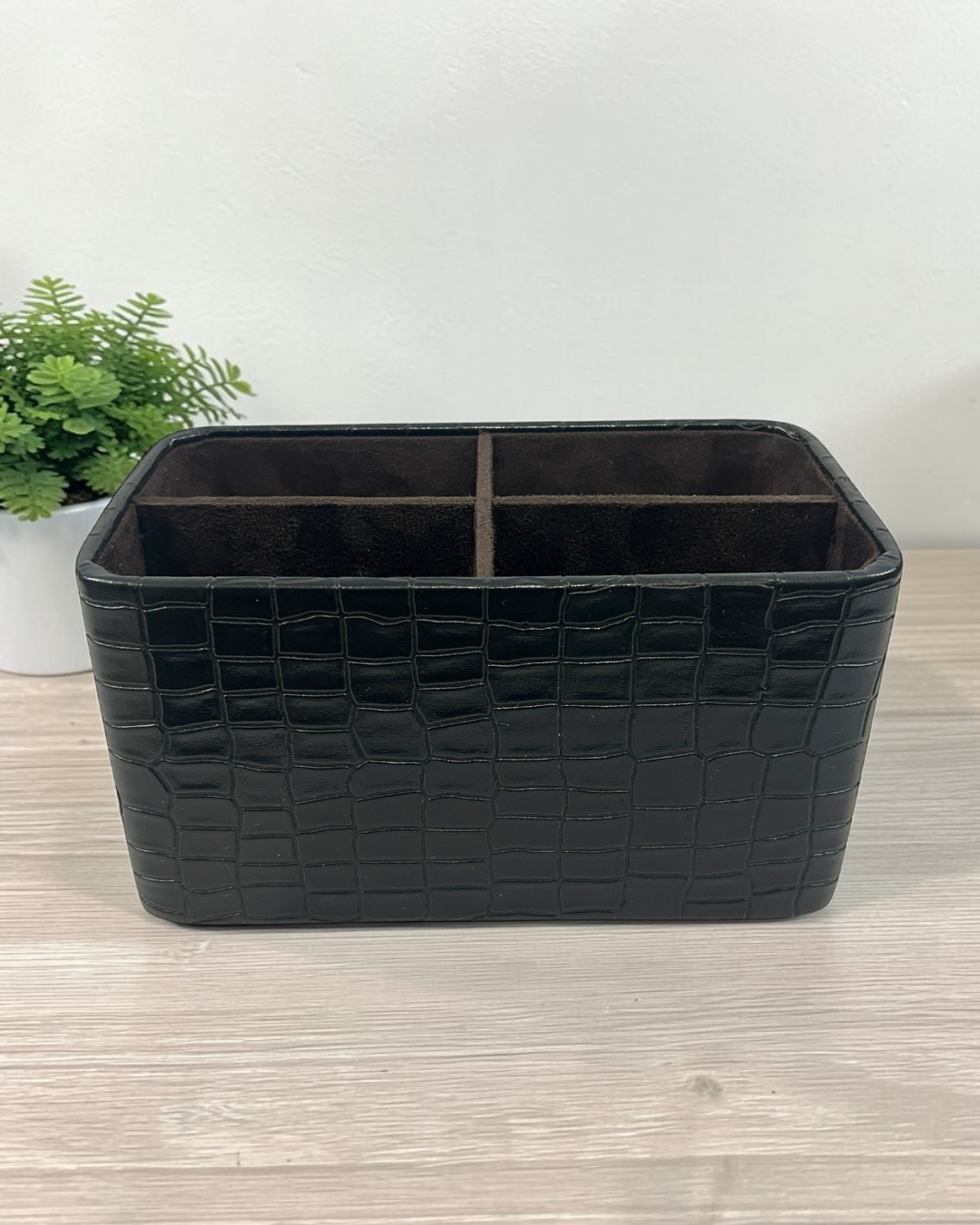 Luxury Croco Leatherite Set of 4 | Premium Tray, Tissue Box, Organiser & Dustbin for Home & Office | Premium Croco Leatherite Home & Office Décor Set