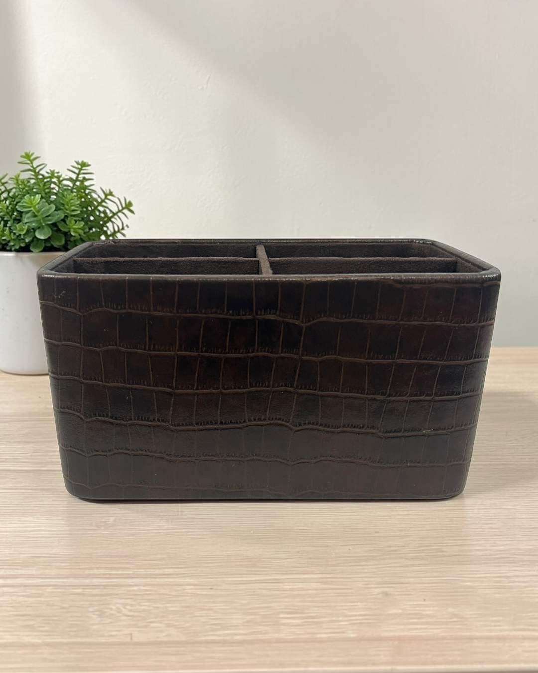 Luxury Croco Leatherite Set of 3 | Premium Tray, Organiser & Dustbin for Home & Office | Luxury Croco Leatherite Set of 3 for Home & Office Décor