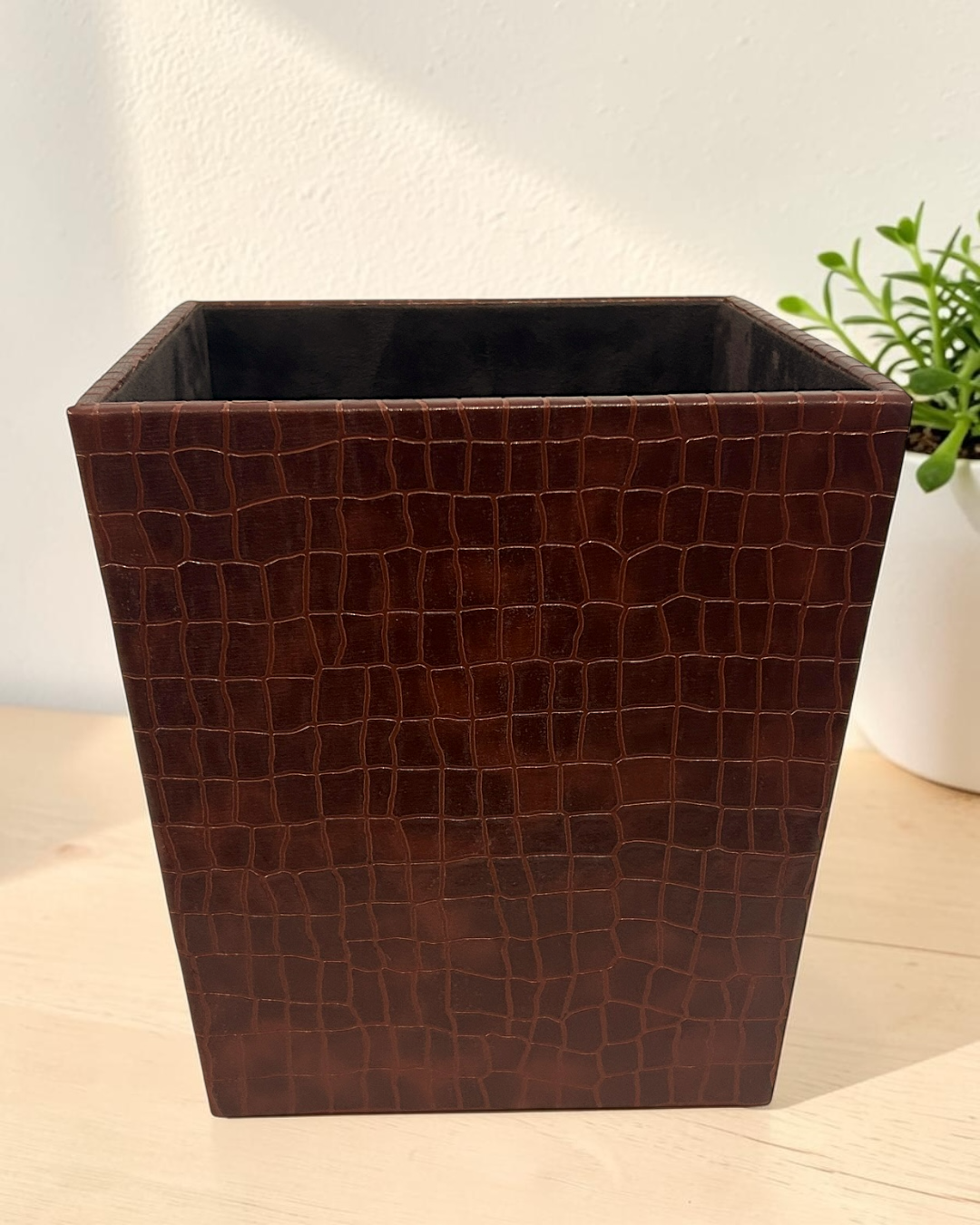 Premium Croco Faux Leather Dustbin with Suede Interior | Premium Croco Faux Leather Dustbin for Office & Home Décor