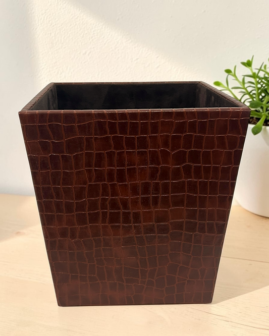 Premium Croco Faux Leather Dustbin with Suede Interior | Premium Croco Faux Leather Dustbin for Office & Home Décor