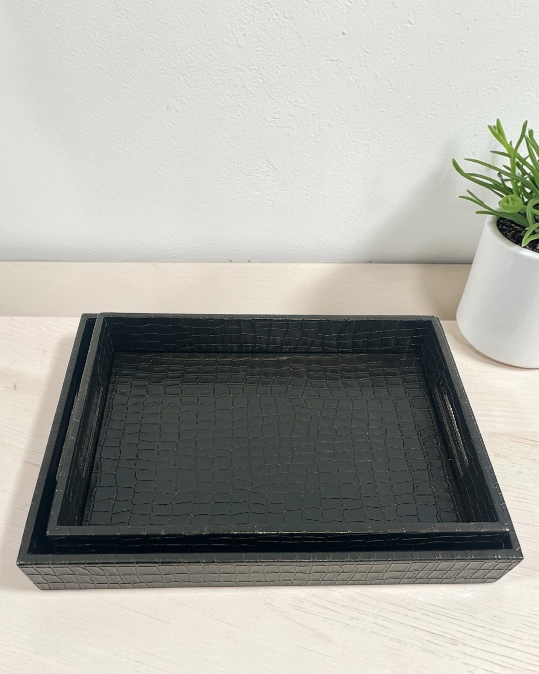 Luxury Leatherette Serving Tray for Tea, Coffee & Snacks