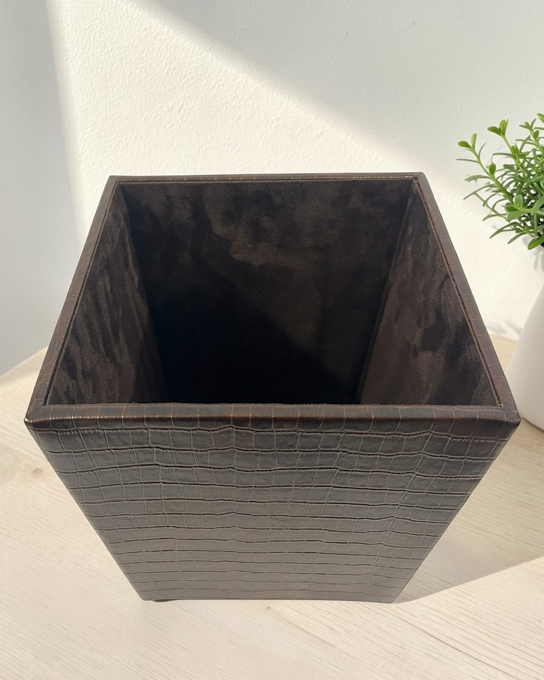 Premium Croco Faux Leather Dustbin with Suede Interior | Premium Croco Faux Leather Dustbin for Office & Home Décor